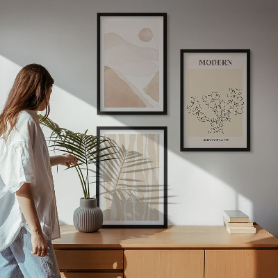 Set of 3 framed wall art pieces Abstract shapes colors