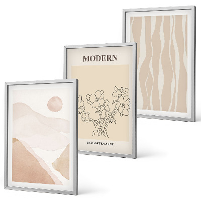 Set of 3 framed wall art pieces Abstract shapes colors