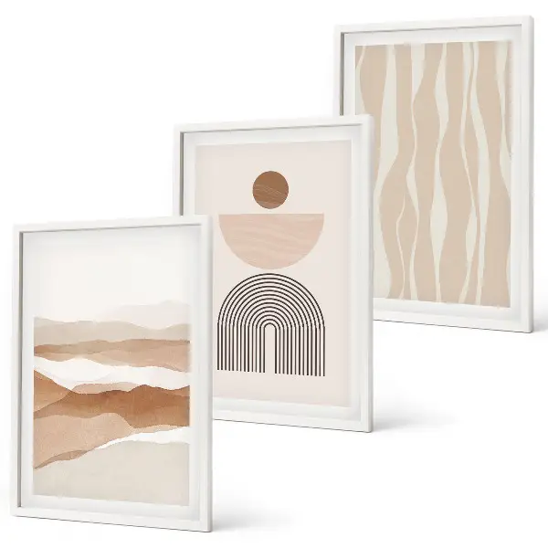 Wall art set abstract landscape nature and geometric patterns
