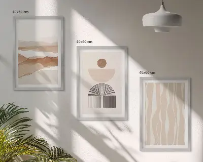 Wall art set abstract landscape nature and geometric patterns