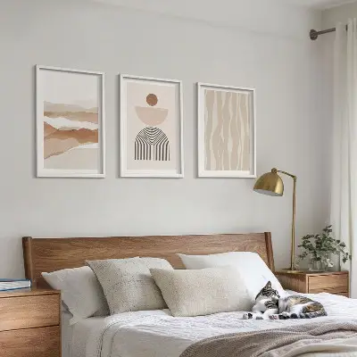 Wall art set abstract landscape nature and geometric patterns