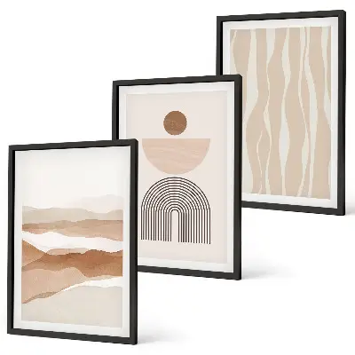 Wall art set abstract landscape nature and geometric patterns