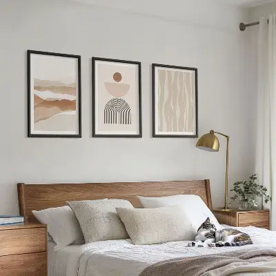 Wall art set abstract landscape nature and geometric patterns