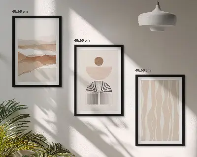 Wall art set abstract landscape nature and geometric patterns