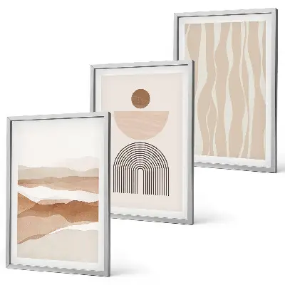 Wall art set abstract landscape nature and geometric patterns