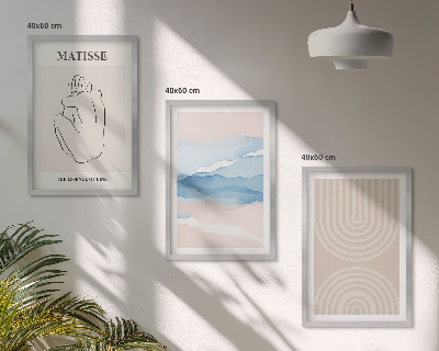 Wall art set Lines waves pastel minimalism