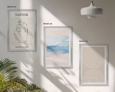 Wall art set minimalist pastel wave lines
