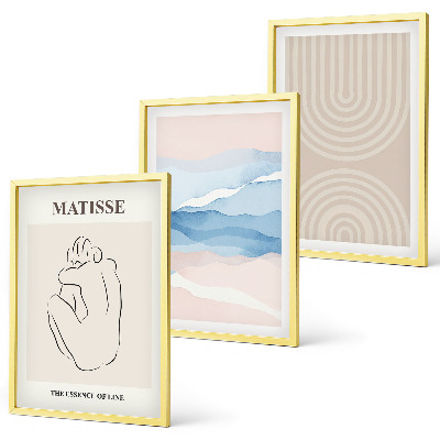 Wall art set Lines waves pastel minimalism