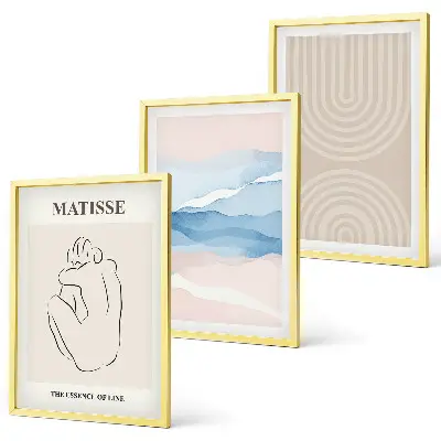 Wall art set minimalist pastel wave lines