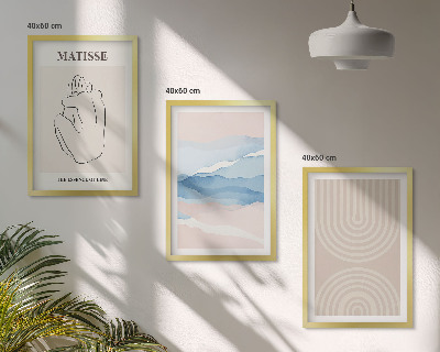 Wall art set Lines waves pastel minimalism