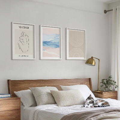 Wall art set Lines waves pastel minimalism