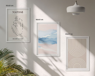 Wall art set Lines waves pastel minimalism