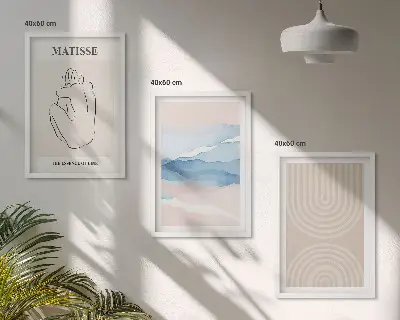 Wall art set minimalist pastel wave lines