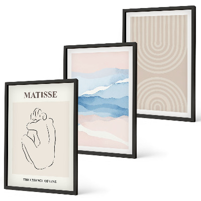 Wall art set Lines waves pastel minimalism