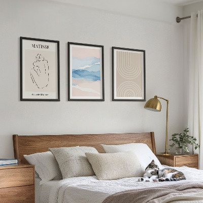 Wall art set Lines waves pastel minimalism
