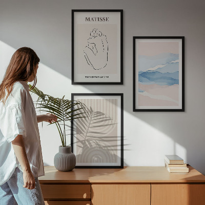 Wall art set Lines waves pastel minimalism