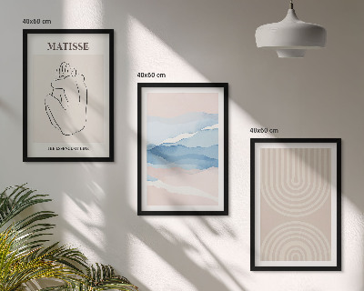 Wall art set Lines waves pastel minimalism