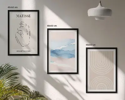 Wall art set minimalist pastel wave lines