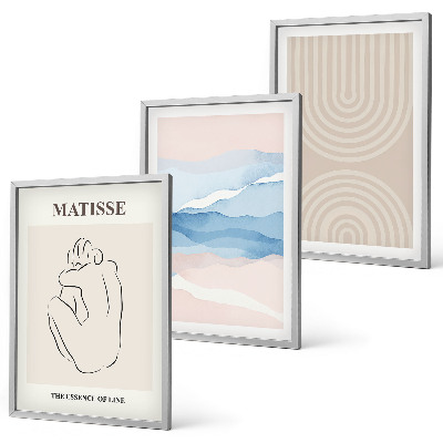 Wall art set Lines waves pastel minimalism
