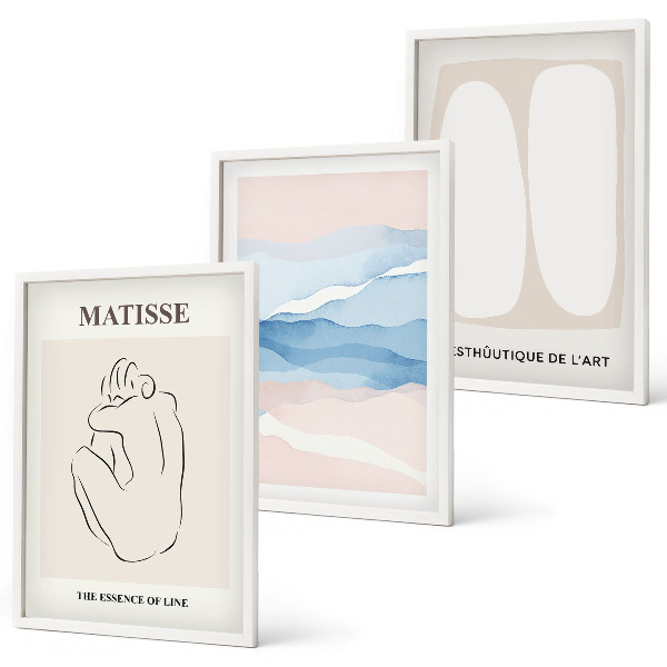 Three-piece wall art piece Matisse's abstract forms