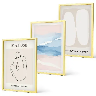Three-piece abstract wall art set inspired by Matisse's forms