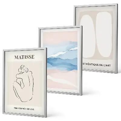 Three-piece abstract wall art set inspired by Matisse's forms