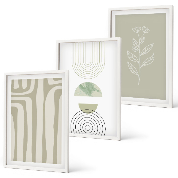Wall art set Geometric plant patterns