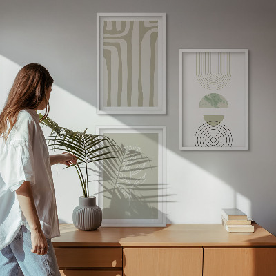 Wall art set Geometric plant patterns