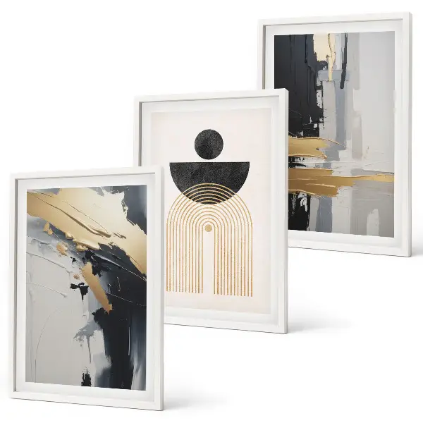 Three-piece wall art set abstract geometric design