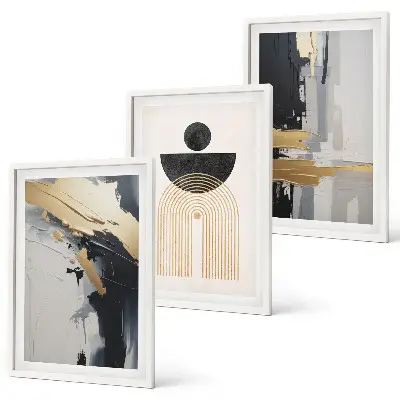 Three-piece wall art set abstract geometric design