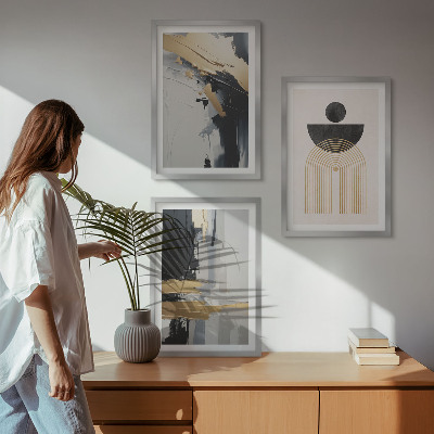 Three-piece wall art piece Abstract geometry elegance
