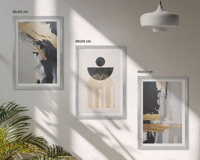 Three-piece wall art piece Abstract geometry elegance