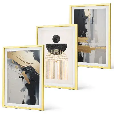 Three-piece wall art set abstract geometric design