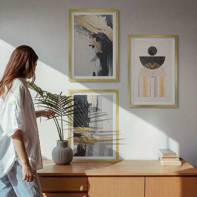 Three-piece wall art piece Abstract geometry elegance