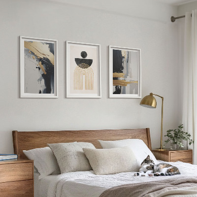 Three-piece wall art piece Abstract geometry elegance