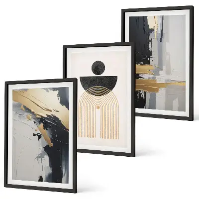 Three-piece wall art set abstract geometric design