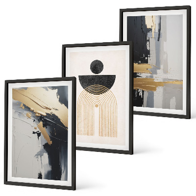 Three-piece wall art piece Abstract geometry elegance