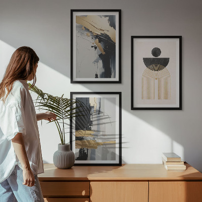 Three-piece wall art piece Abstract geometry elegance