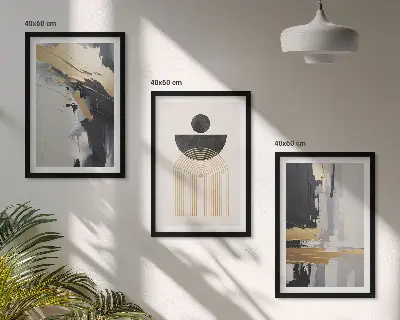 Three-piece wall art set abstract geometric design