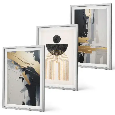 Three-piece wall art set abstract geometric design