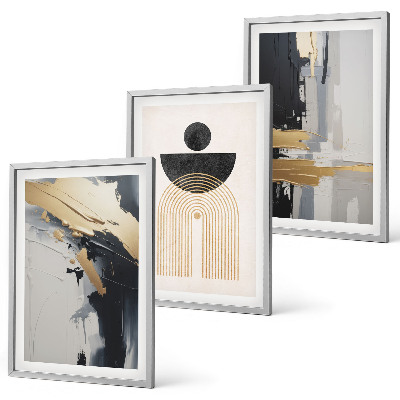 Three-piece wall art piece Abstract geometry elegance
