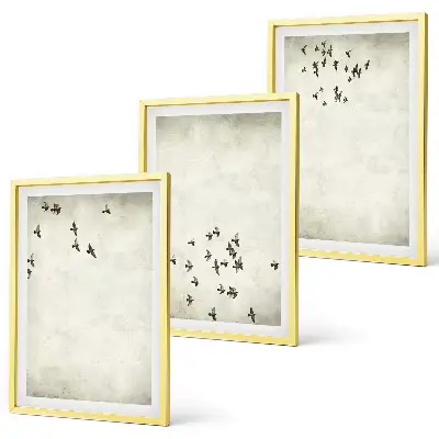 Minimalist bird painting set of 3 framed wall art pieces