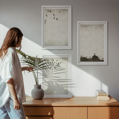 Wall art set Flying Birds Minimalism