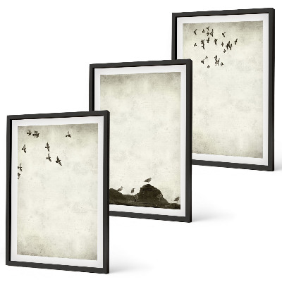 Wall art set Flying Birds Minimalism