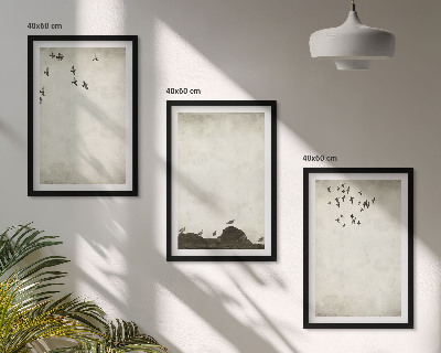Wall art set Flying Birds Minimalism