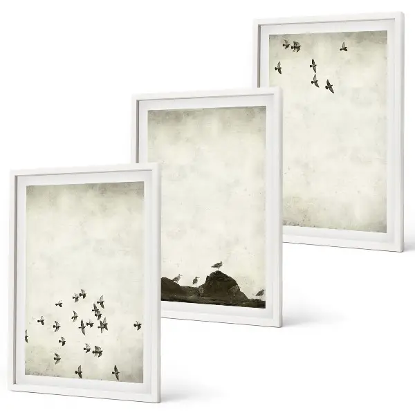 Birds in Flight Minimalist Wall Art three-piece set