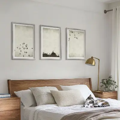 Birds in Flight Minimalist Wall Art three-piece set