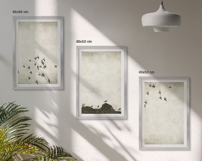 Three-piece wall art piece Birds in flight minimalist style
