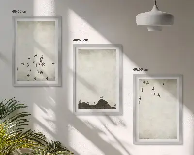 Birds in Flight Minimalist Wall Art three-piece set