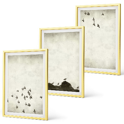 Three-piece wall art piece Birds in flight minimalist style